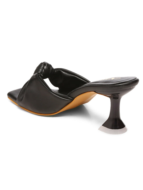 GNIST Black Styliesh Knot Strap Stilettos Heel