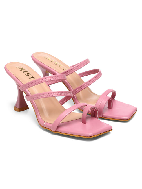 GNIST Pink Multi Strap Stilettos Heel
