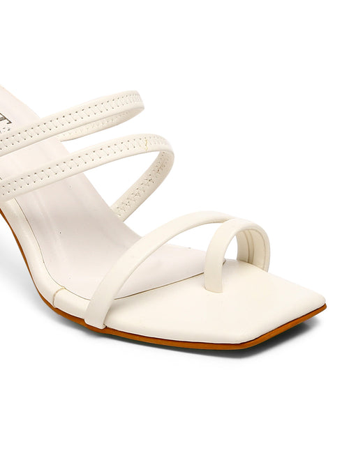 GNIST White Multi Strap Stilettos Heel