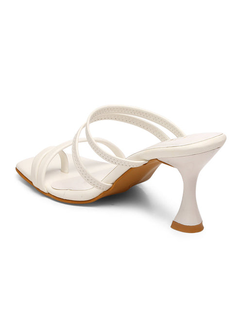 GNIST White Multi Strap Stilettos Heel
