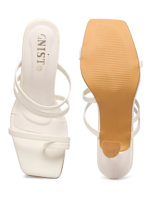 GNIST White Multi Strap Stilettos Heel