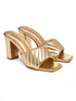 GNIST Gold Quilted Strap Block Heel