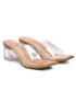 GNIST Beige Cross Strap Transparent Clear Block Heels