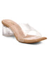 GNIST Beige Cross Strap Transparent Clear Block Heels