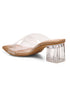 GNIST Beige Cross Strap Transparent Clear Block Heels