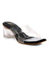 GNIST Black Cross Strap Transparent Clear Block Heels