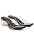 GNIST Black Cross Strap Transparent Clear Block Heels