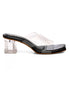 GNIST Black Cross Strap Transparent Clear Block Heels