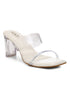 GNIST White Strappy Transparent Clear Block Heels