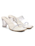 GNIST White Strappy Transparent Clear Block Heels