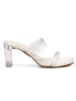 GNIST White Strappy Transparent Clear Block Heels