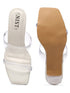 GNIST White Strappy Transparent Clear Block Heels