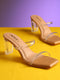 GNIST Beige Twin Transparent Strap Clear Block Heels