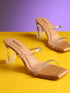 GNIST Beige Twin Transparent Strap Clear Block Heels