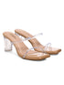 GNIST Beige Twin Transparent Strap Clear Block Heels