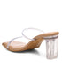GNIST Beige Twin Transparent Strap Clear Block Heels