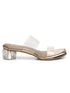 GNIST Gold Twin Strap Transparent Clear Block Heels