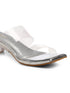 GNIST Silver Twin Strap Transparent Clear Block Heels