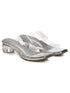 GNIST Silver Twin Strap Transparent Clear Block Heels