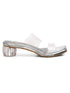 GNIST Silver Twin Strap Transparent Clear Block Heels