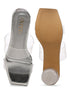 GNIST Silver Twin Strap Transparent Clear Block Heels