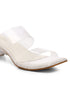 GNIST White Silver Twin Strap Transparent Clear Block Heels
