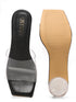 GNIST Black Toe Strap Transparent Clear Block Heels