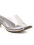 GNIST Silver Twin Strap Transparent Clear Block Heels