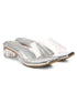 GNIST Silver Twin Strap Transparent Clear Block Heels