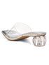 GNIST Silver Twin Strap Transparent Clear Block Heels