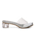 GNIST Silver Twin Strap Transparent Clear Block Heels