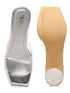 GNIST Silver Twin Strap Transparent Clear Block Heels