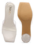 GNIST White Twin Strap Transparent Clear Block Heels