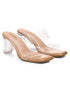 GNIST Beige Twin Strap Clear Block Heels