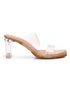 GNIST Beige Twin Strap Clear Block Heels