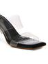 GNIST Black Twin Strap Clear Block Heels