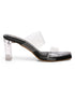 GNIST Black Twin Strap Clear Block Heels