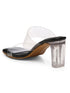 GNIST Black Twin Strap Clear Block Heels
