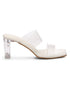 GNIST White Twin Strap Clear Block Heels