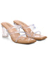 GNIST Beige Multi Strap Clear Block Heels
