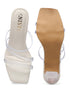 GNIST White Multi Strap Clear Block Heels