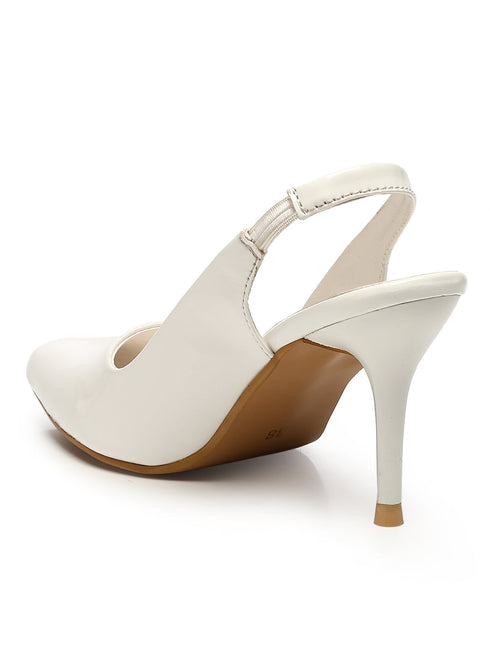 GNIST Pointed Pumps White Stiletto Heels