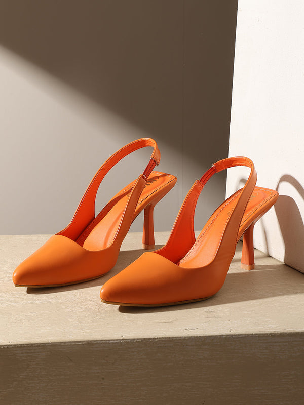 GNIST Pointed Pumps Orange Stiletto Heels