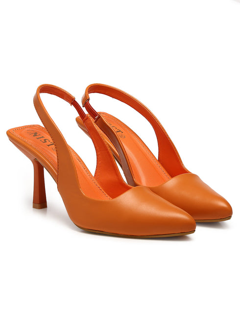 GNIST Pointed Pumps Orange Stiletto Heels