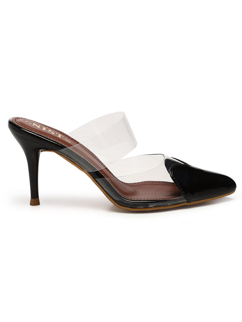 GNIST Love heart Transparent Black Heels