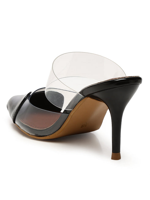 GNIST Love heart Transparent Black Heels