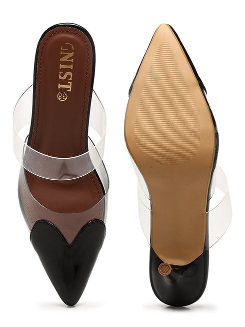 GNIST Love heart Transparent Black Heels