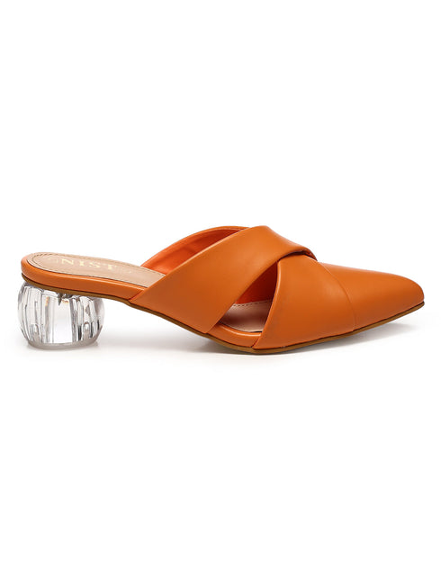 GNIST Comfort Mule Orange Round Heels
