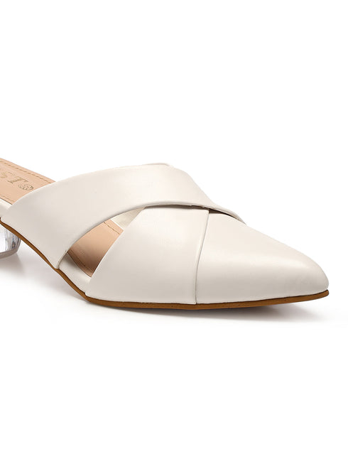 GNIST Comfort Mule White Round Heels
