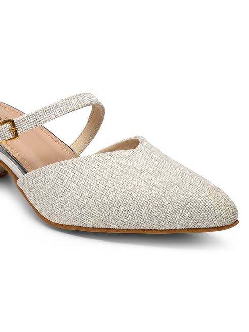 GNIST Party Mule White Round Heels
